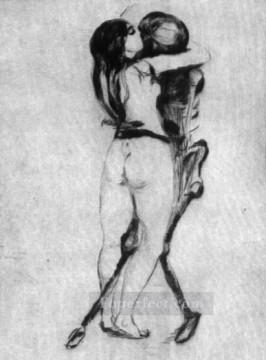 La niña y la muerte de Edvard Munch Blanco y negro Pinturas al óleo